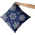 thumbnail image 3 of Blue Christmas Pillow Covers 16x16 Set of 2 Xmas Snowflakes Snow Holiday Decoration Print Decorative Outdoor Pillowcases Seasonal Winter Gift Farmhouse Throw Cushion Case Decor for Couch Sofa Bed, 3 of 6