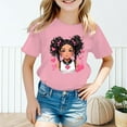 thumbnail image 2 of MEZZALL T-Shirt Graphique Mignon pour Fille, Col Rond, Manches Courtes, Tee d'Été Décontracté, T-Shirts Hauts, Rose, 5-6 Ans, 2 of 5