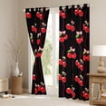 thumbnail image 3 of Feelyou Black Red Cherry Black Out Curtains, Princess Curtains Pack of 2 (42x63 Each), 3 of 6