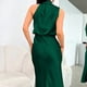 thumbnail image 5 of Elegante vestido de satén con cuello halter vestido de noche largo para fiesta club (verde S) FLhrweasw Para estrenar, 5 of 8
