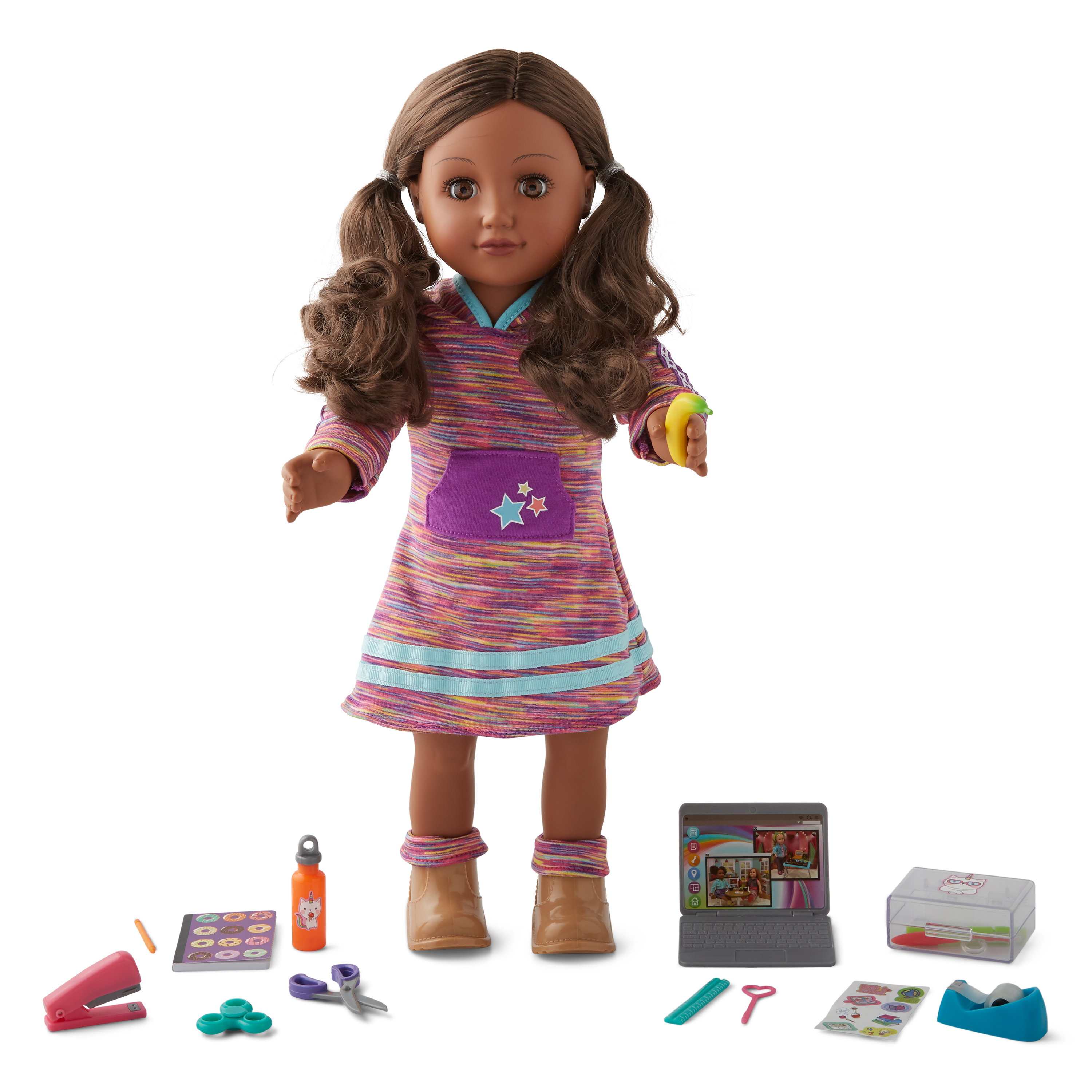 My Life As Purple Hoodie Dress, Brown Knit Topped Hiking Boots and