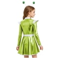 thumbnail image 6 of iiniim Girls Halloween Alien Long Sleeves Zip Up A-line Dress with Belt and Hair Hoop Shiny Metallic Outer Space Green 6, 6 of 7