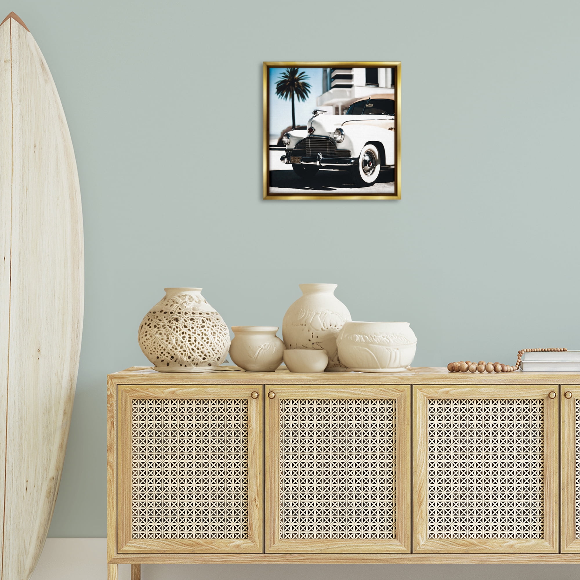 Stupell Industries California Cruise Car Transportation Painting Gold Floater Framed Canvas Art Print Wall Art, 18 x 18