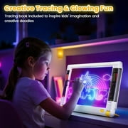 UKEXE Rechargeable LED Drawing Board Toy for Kids - 15-Inch Glow Art Tablet with 9 Neon Modes, Tracing Sheets, Gifts for 4-12 Year Old Boys Girls (White)