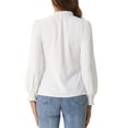 thumbnail image 3 of Blusa vintage de cuello en V de Inspire Chic para mujer con cuello de volantes y mangas largas, 3 of 6