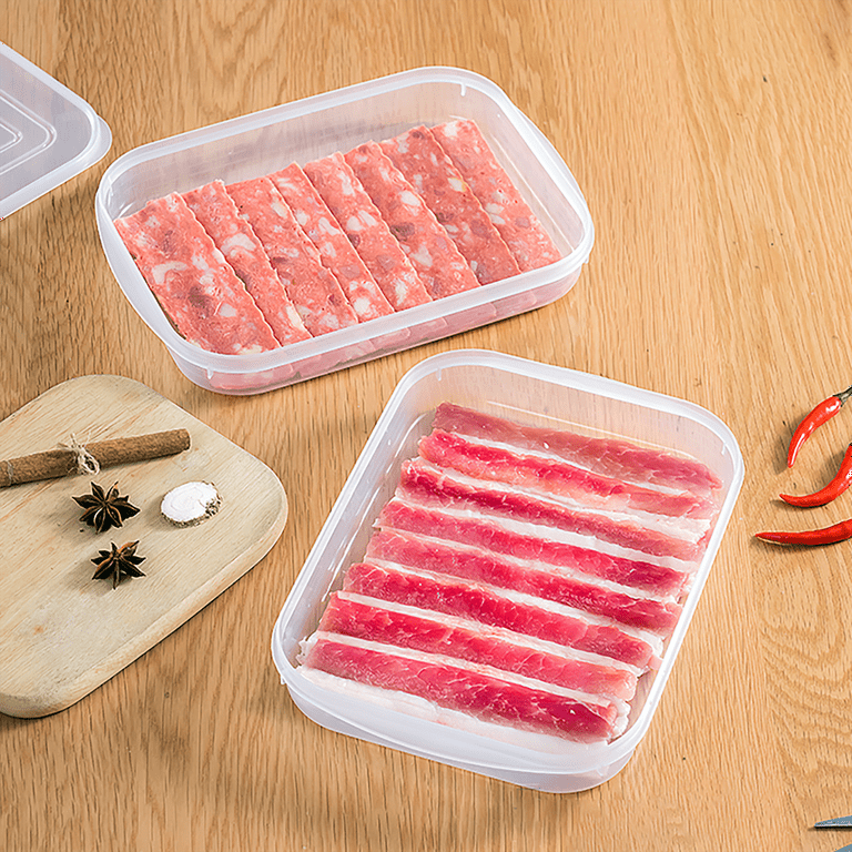 2 Packs Bacon Keeper Plastic Deli Meat Container for Fridge with Lids Airtight Cold Cuts Storage Containers for Fridge Storage Box Food Shallow Low