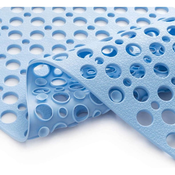 Alfombrilla de baño antideslizante de TPE extra suave para niños, lavable a máquina, solo para bañeras lisas/sin textura, 76,2 cm (largo) x 43,1 cm (ancho) (azul)