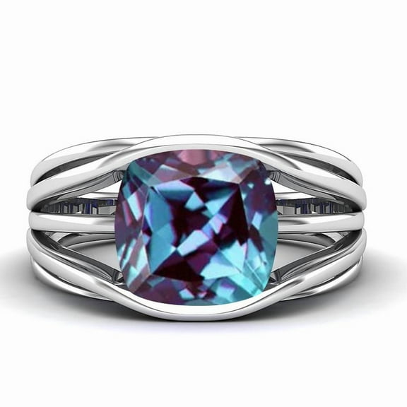 Color Changing Alexandrite Ring 925 Sterling Silver Ring For Women Handmade Gemstone Ring June Birthstone Ring Proposal Gift For Her