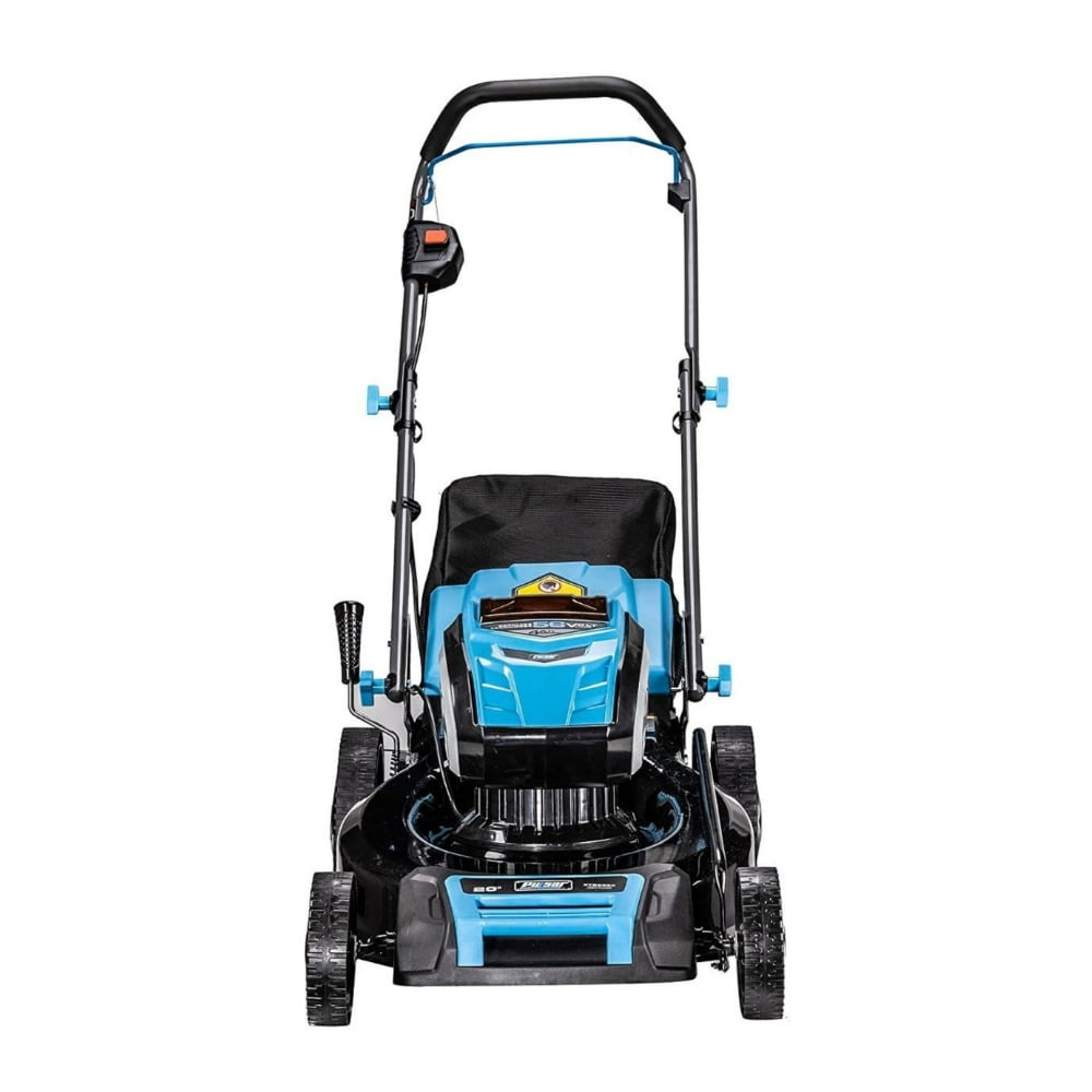 Pulsar 20” 56V Battery Powered Push Lawn Mower, Cordless, with Rear Bag, Lithium-Ion, Blue