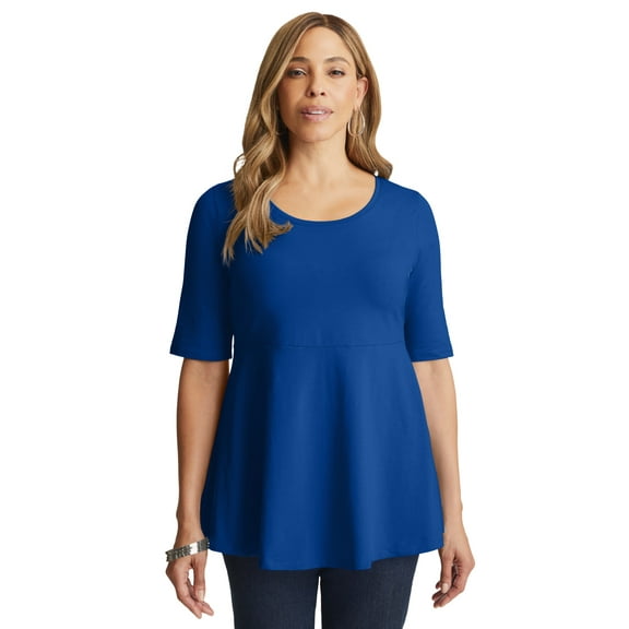 Jessica London Women's Plus Size Stretch Cotton Peplum Tunic