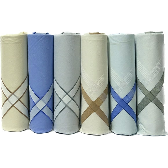 Royal Mart 06 Men's Cotton Handkerchief Set - 15+ inches, Light Striped, Multi-Color Handkerchief