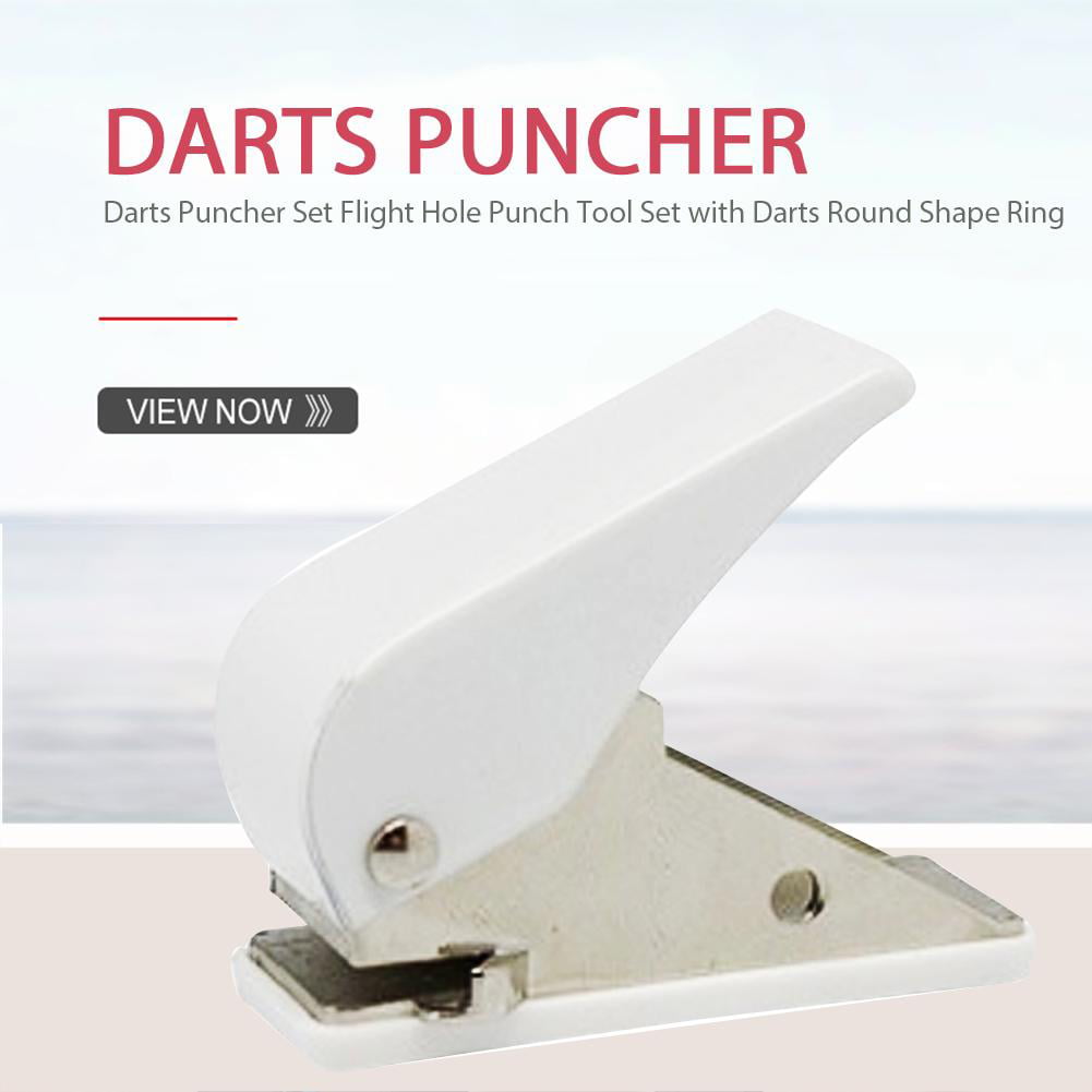 Flight Hole Punch Tool Set Darts Puncher Set with 50 Darts Round Shape Ring 