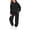50#Black, variant on Girls 2 Piece Outfits Tracksuit Drop Shoulder Hoodie Half Zip Sweatshirt and Sweatpants Joggers Set with Pockets