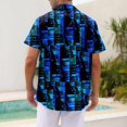 thumbnail image 3 of NAMTYQX Tshirts Shirts for Men Button Front Textured Graphic Light Casual Short Sleeve Plus Size V Neck Funny Hawaiian Shirts for Men Royal Blue Size L, 3 of 5