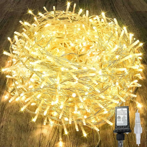 Cadena de luces KAQ de 88 pies, 240 LED, blanco cálido, 13 modos