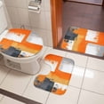 thumbnail image 4 of Burnt Orange Grey Bath Mat 3 Piece Bathroom Rug Set, Modern Oil Painted Art Abstract Non Slip Bath Rug Contour Mat and Toilet Lid Cover, Absorbent Shower Mats Soft Bath Rugs and Mats Sets, 4 of 8