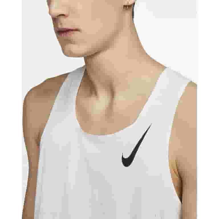 Nike AeroSwift Mens Running Singlet Vest Tank Top - White Nike AeroSwift Mens Running Singlet Vest Tank Top - White