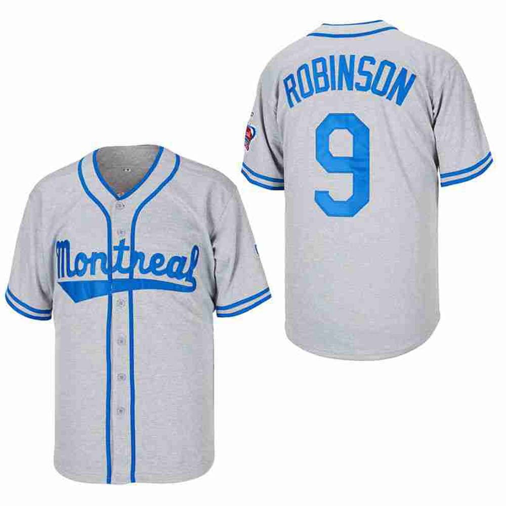 Custom Men's Sports Jersey 80's Montreal Jackie Robinson #9 Baseball Jerseys