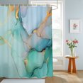 thumbnail image 4 of Teal Marble Shower Curtains for Bathroom, Abstract Art Modern Geometric Golden Waterproof Fabric Shower Curtain, Decorative Bathroom Curtain for Bathtub, 72"x78" , No Hooks Included, 4 of 9