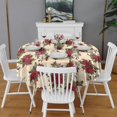 thumbnail image 2 of Multicolor Christmas Floral Pattern Round Tablecloth 60"x60",Wrinkle Wipeable Table Cloth for Kitchen Dining Room Picnic Patio Party, 2 of 6