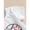thumbnail image 5 of Toddler Baby Girls Summer Outfits Letter Print Short Sleeve T-Shirt and Baseball Print Elastic Flare Pants Set, 5 of 7