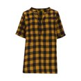 thumbnail image 6 of Ruimatai Women's Casual V-Neck Checkered Button-Up Shirt Loose Fit Short Sleeve Blouse for Summer, 6 of 7