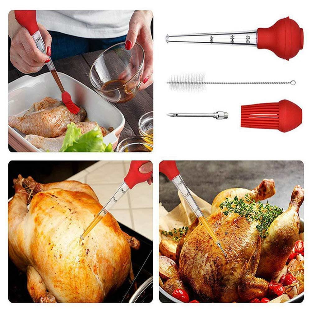 New Turkey Chicken Poultry Baster Cooking Tube Pump With Cleaning Brush RE 