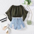 thumbnail image 4 of LUOGENLI Toddler Girl Summer Outfits 5T Summer Toddler Girls Long Sleeve Green Tops and Pants Outfits Clothes Set for Child Clothes Girls Summer Outfits Size 7-8 8-9 Years, 4 of 7