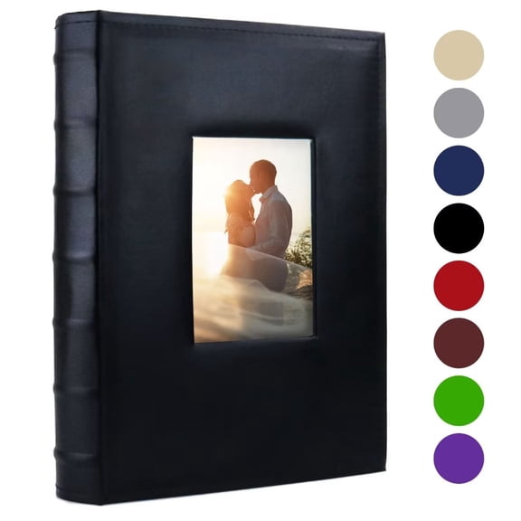 Vienrose Photo Album 4x6 300 Photos with Memo Area Leather Cover Large Capacity Pictures Book for Wedding Family Baby Vacation Black