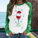 thumbnail image 2 of Camiseta informal de manga larga con cuello redondo y estampado navideño de retazos de primavera para mujer Fridja  bvmnju1565, 2 of 6