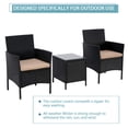 thumbnail image 2 of SUNCROWN 3 Piece Patio Furniture Outdoor Bistro Set All-Weather Black Wicker and Glass Side Table with Brown Cushions, 2 of 6