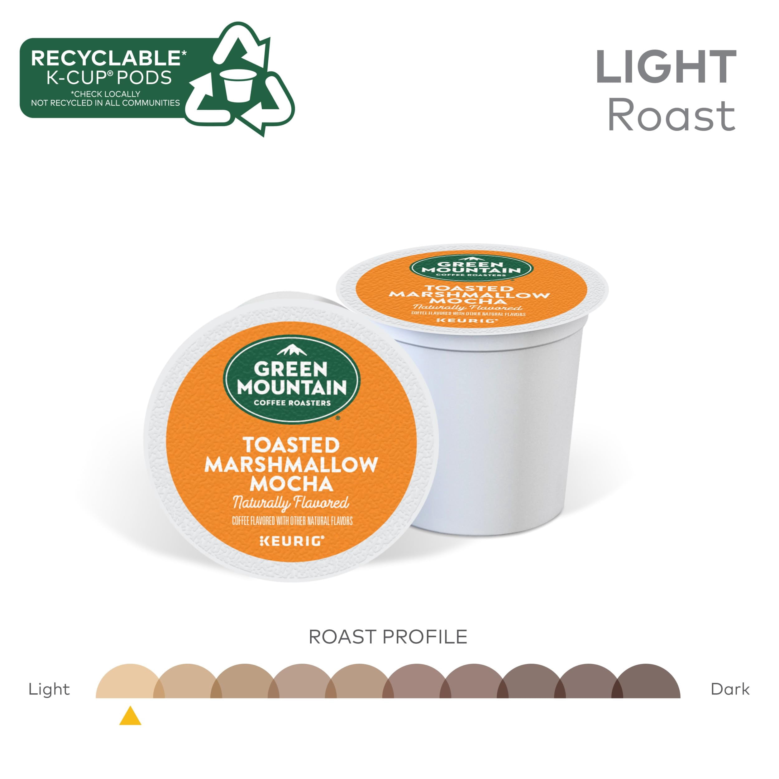 Green Mountain Coffee Roasters Toasted Marshmallow Mocha Keurig Single-Serve K-Cup Pods, Light Roast Coffee, 96 Count (4 Packs Of 24).