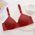 thumbnail image 4 of Gymayou Women Wireless Lace Splice Push Up Bra Adjustable Strap V Neck Gentle Gathering Lingerie Comfort Everyday Underwear 03-Wine 42B, 4 of 4