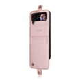 thumbnail image 3 of Compatible With Samsung Galaxy Z Flip 4 Phone Case Synthetic Leather Snapper Blocking Card Pockets Shockproof Anti-Fingerprint Lightweight Luxury Phone Cover,Rosegold, 3 of 7