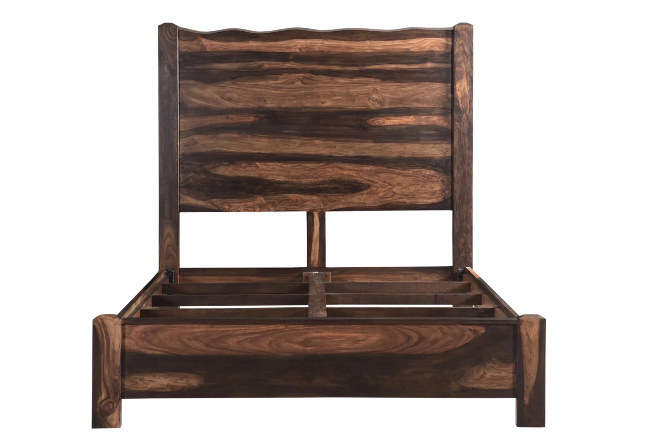 HomeRoots Live Edge Solid Wood Queen Dark Brown Bed