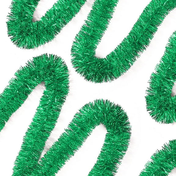 50 Feet Green Tinsel Garland Christmas Foil Tinsel Garland Decoration Metallic Banner Wall Hanging Streamers for Christmas Tree Birthday Party Decorations (3.54" x 50', Green) Green