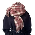 thumbnail image 4 of Splozh Womens Fall Winter Scarf Women Winter Tartan Scarf Ladies Warm Blanket Pashmina Shawl Pink,One Size, 4 of 4