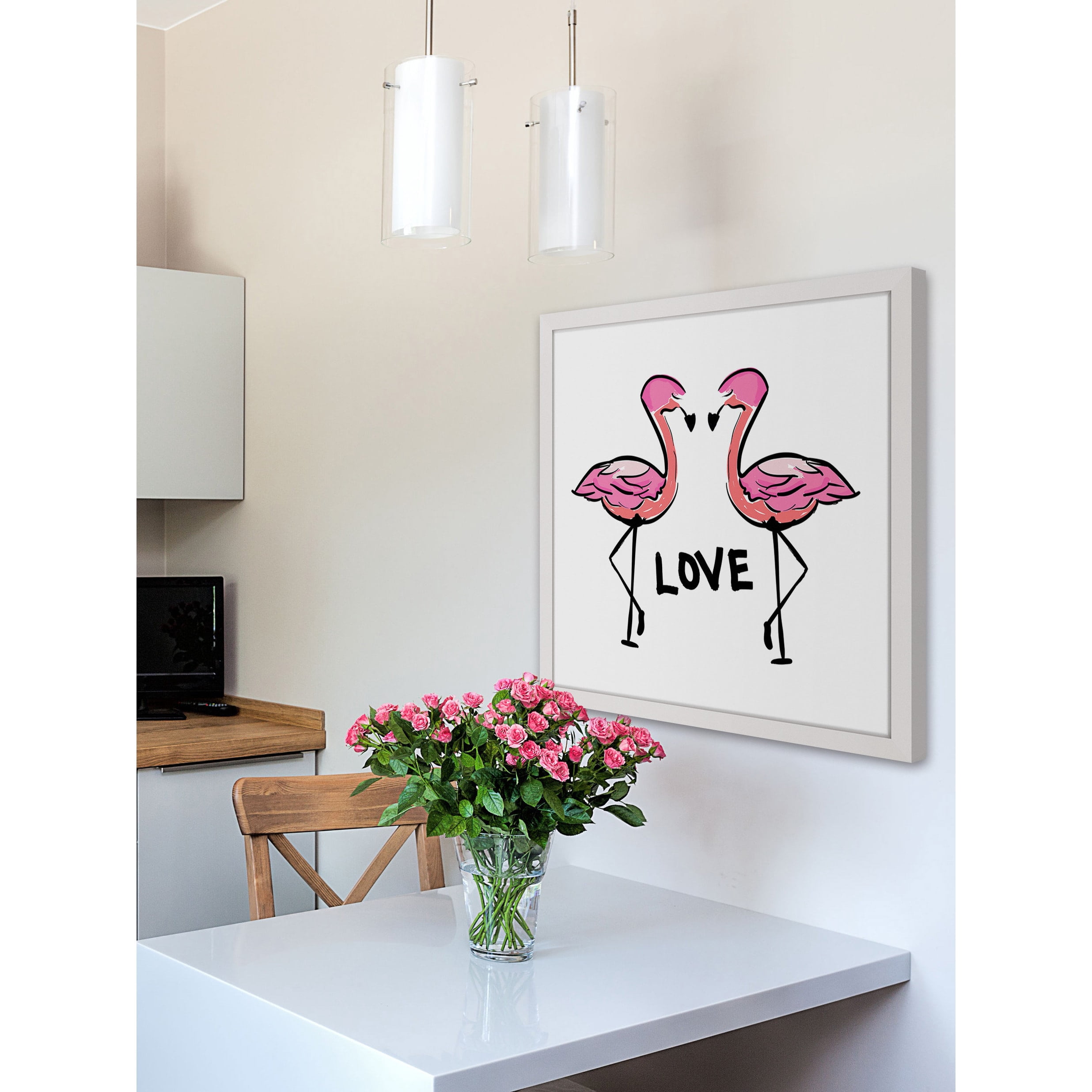 Marmont Hill "Love Flamingos" by Shayna Pitch Framed Painting Print