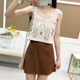 thumbnail image 4 of Womens French Style Crochet Geometric Sleeveless Vest Scoop Neck Backless Flower Embroidery Loose Beach Crop for Tank To, 4 of 4