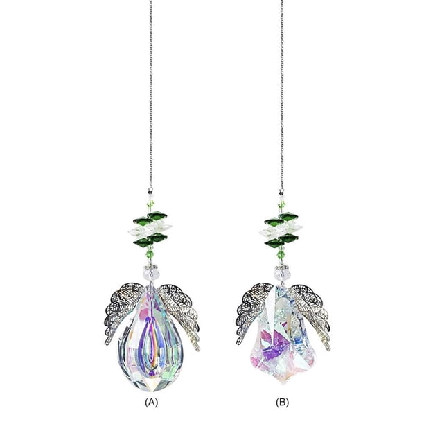 Window Hanging Crystal Angel Wings Colgante Para Home Office Garden Decor Methold HA045121-02
