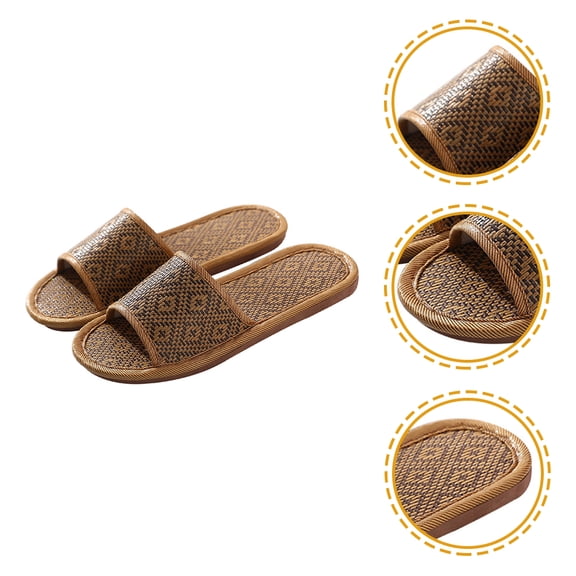 UPGRATOR Non-slip Slippers 1 Pair Rattan Woven for Indoor Use Men and Women Size 8.5