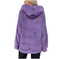 thumbnail image 6 of Trendy Fleece Hoodie for Women with Pocket Fuzzy Casual Warm Oversize Pullover Sweater Top Hooded Sweatshirts Loose (X-Large, Purple), 6 of 6