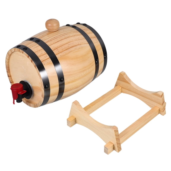 GOOHOCHY Beer Barrel Dispenser Decanter Mini Barrel with Stand 1L Oak Whiskey Bucket with Spigot Wooden Red Wine Container  for Bar Restaurant