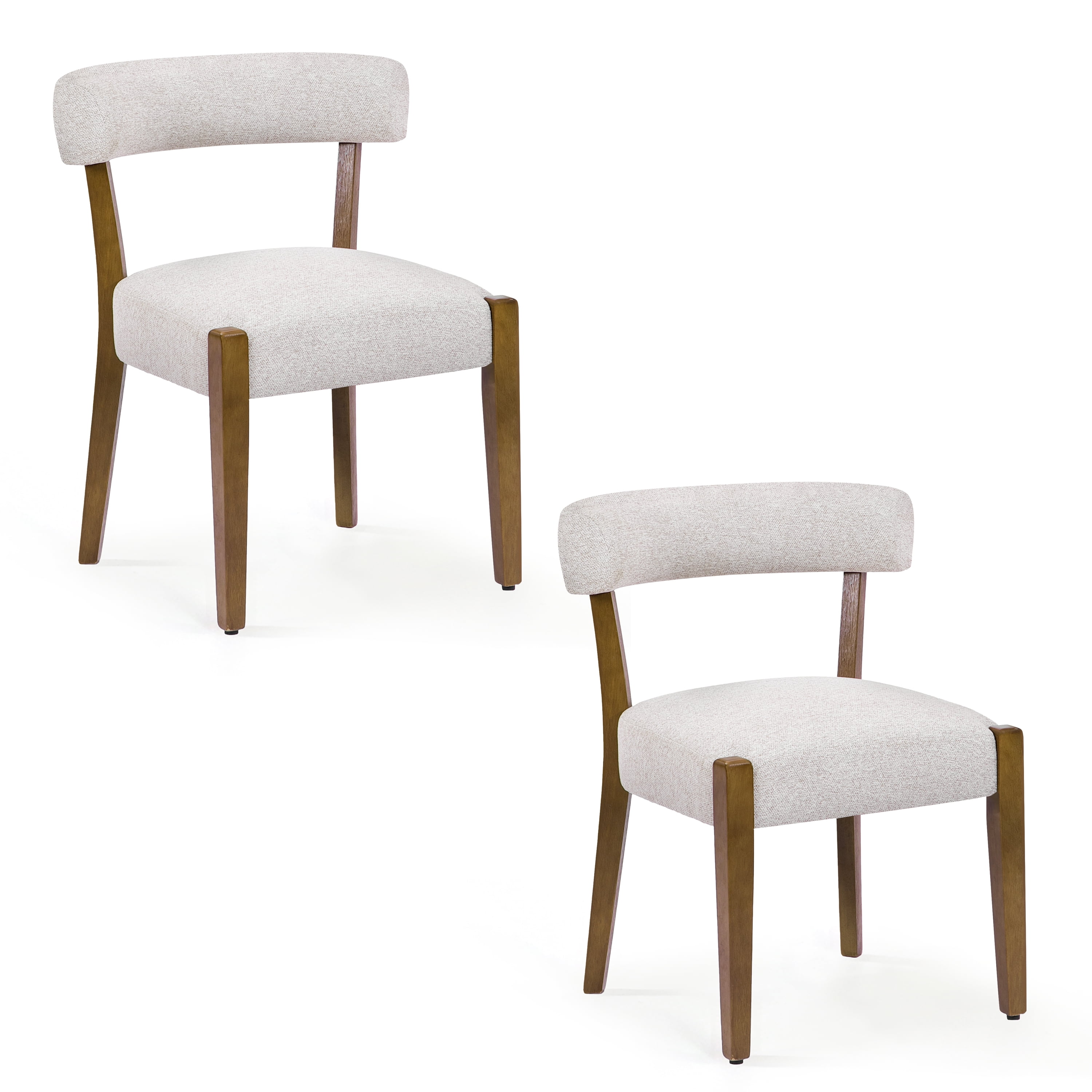 Bonbeur Modern Kitchen Dining Chairs Set of 2, Flax Cushion Seat with Natural Walnut Legs