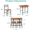 thumbnail image 2 of Songqin 3-Piece Modern Dining Set, Space Saving Dinette for Kitchen, Dining Room, Small Space w/Steel Frame, Built-in Storage Rack - Medium Brown/Black, 2 of 7
