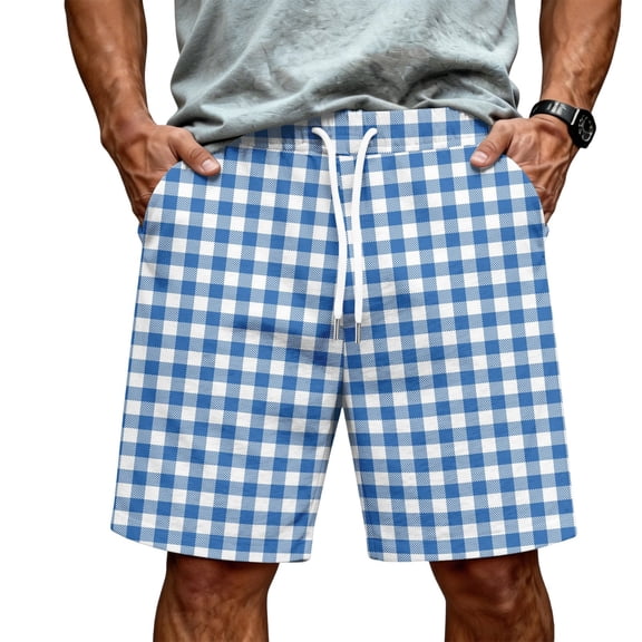Satingcolo Men's Soft Daily Wear Shorts Elastic Mid Waist Summer Fall Outfits Jogging Athletic Shorts Work Out Trunks With Pockets Blue M