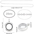 thumbnail image 4 of about 2pcs Stainless Steel Floating Locket Pendants Crystal Double Sided Frame Memory Locket Charm Glass Container Memory Flat Round Charm with 450mm Necklace for Jewelry Making 1 Box, 4 of 7