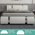 Faux Leather Bed Frame With LED Light & Adjustable Headboard, Full Size