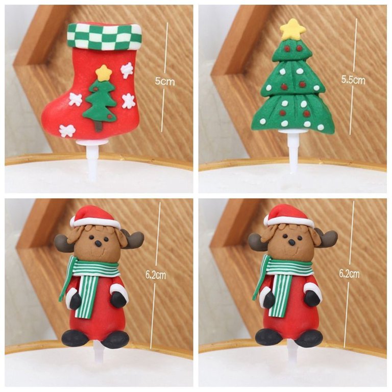 5 Pcs Christmas Decorations Cake Toppers Para Comida Tree Wrapping Paper