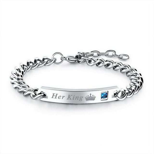Ensemble de 2 Bracelets pour Couple Lui et Elle, Réglables, en Acier Titane, pour Aimer, Assortis (3#)